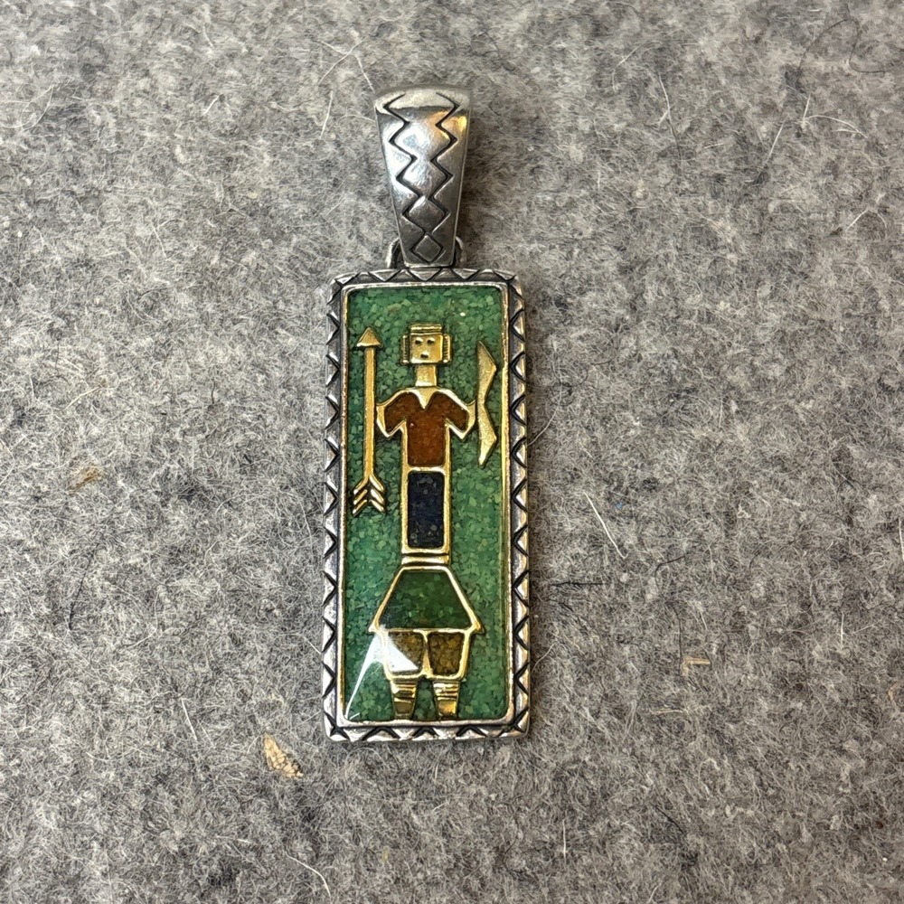 Carolyn Pollack YEI KACHINA PENDANT chip Inlay Sterling RELIOS